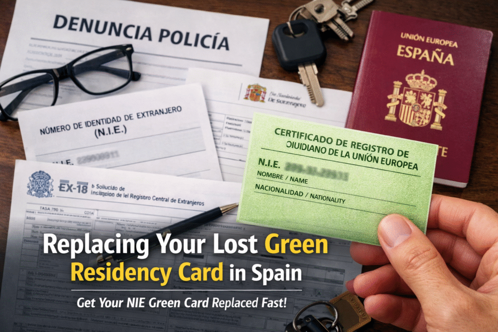 How to replace a lost green card in spain